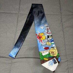 Vintage 1997 Looney Tunes Bugs Bunny Flight Pilot Tie Acme Roadrunner Mail‎